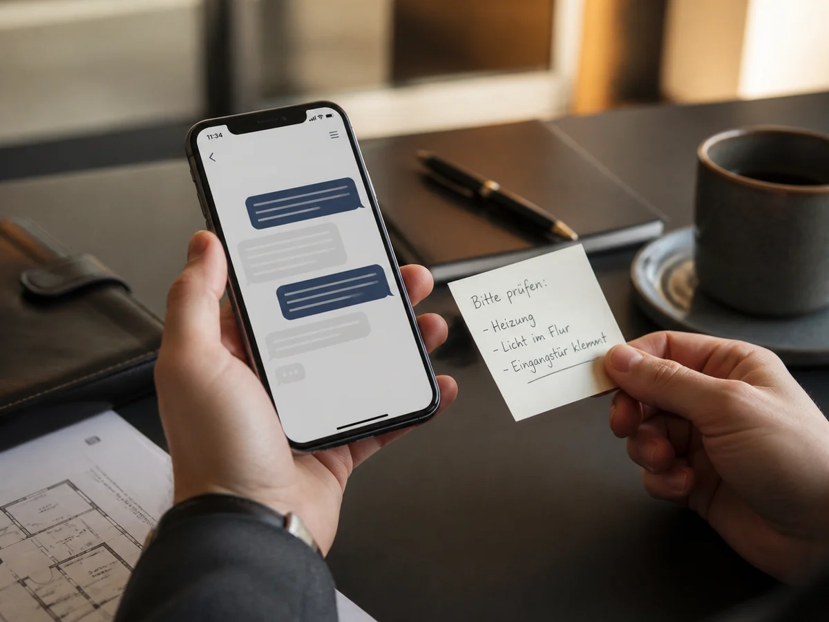 Kurze Serviceanfrage per Smartphone und Notiz