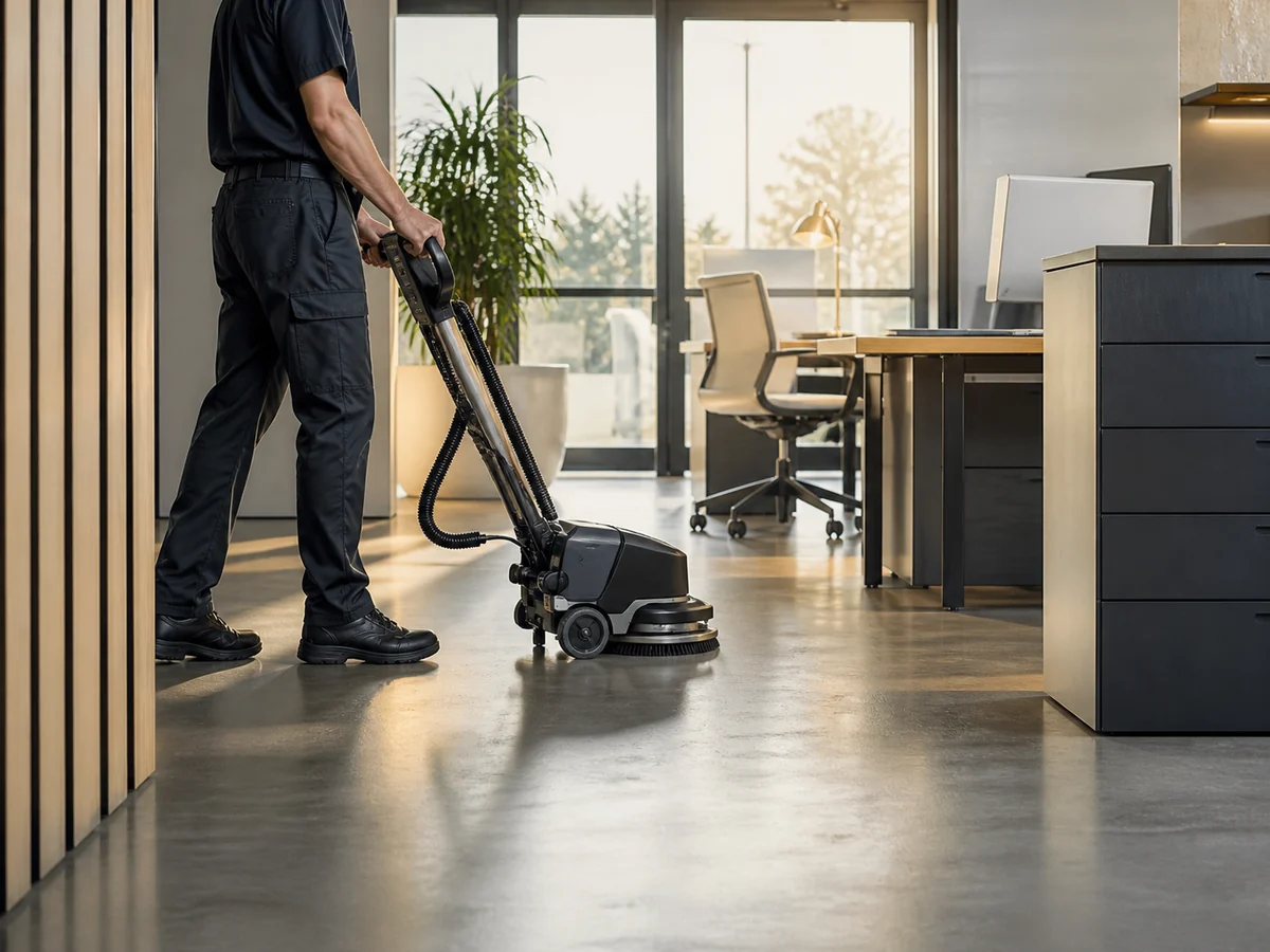 Professionelle Reinigung eines modernen Büros