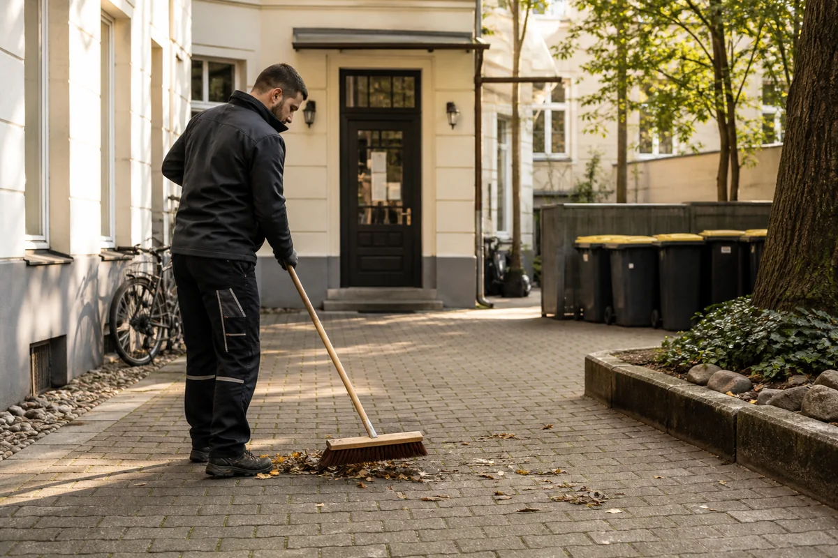 Pflege und Reinigung eines Berliner Innenhofs